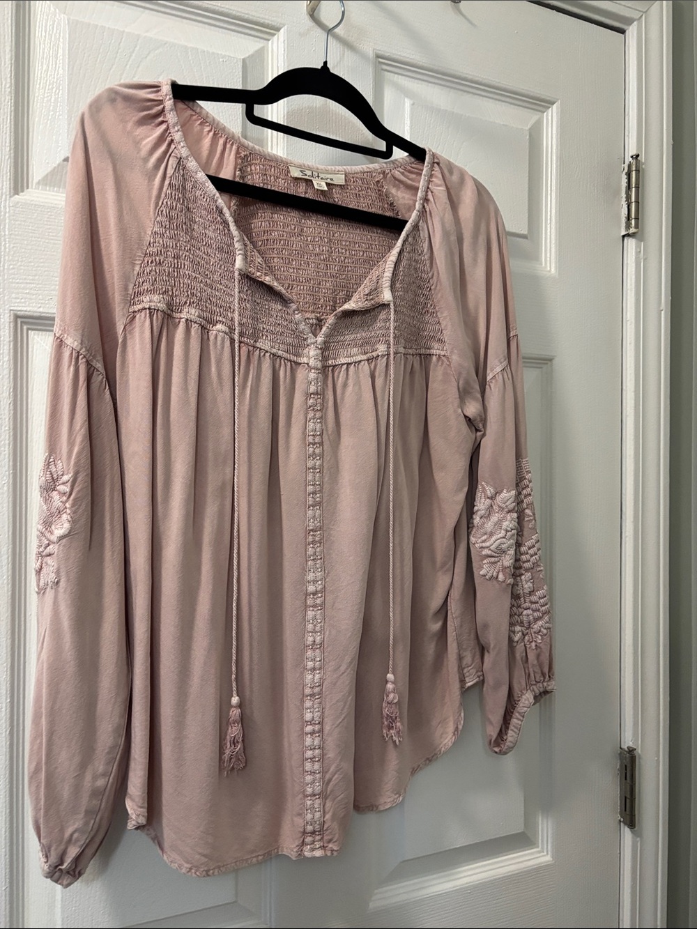 Solitaire Dusty Pink Peasant Blouse